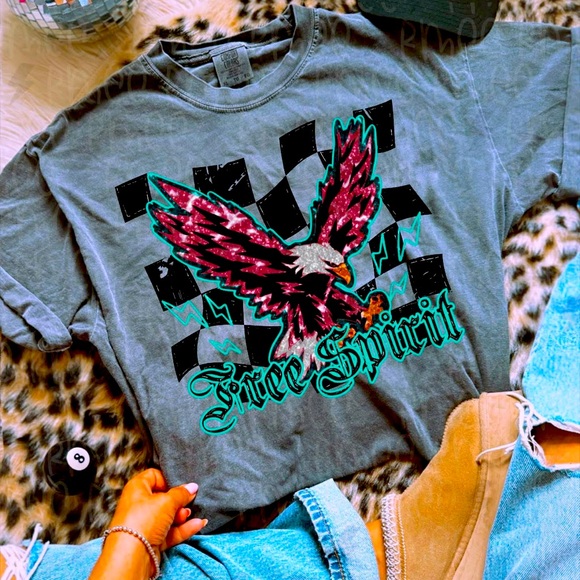 Gray Tee with Eagle Graphic Comfort Colors Small-2X - Picture 1 of 1